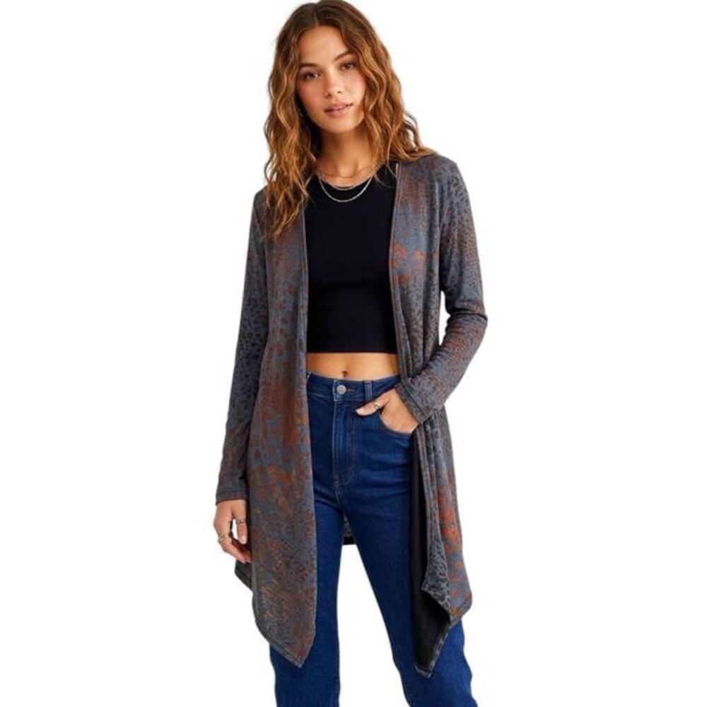 Allen Allen Womens Open-Front Duster Medium Boho Festival Dark Academia Earthy